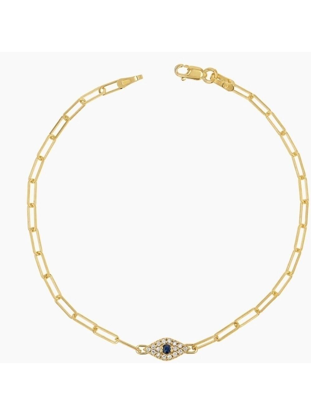 New Diamond Evil Eye Paperclip Bracelet